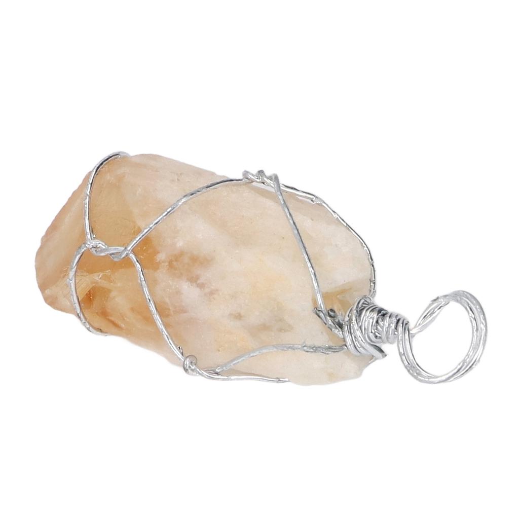 Stone Necklace Pendant Iron Wire Wrapped Nature Point Gemstone Jewelry for