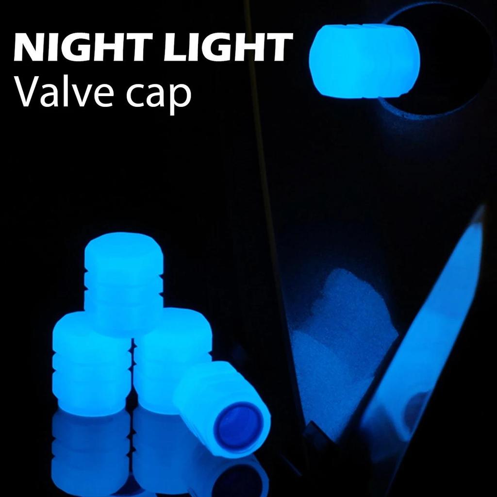12pcs Luminous Tire Valve Caps Car Motorcycle Bicycle Wheel Tyre Hub Night Glowing Caps Tire Valve Stem Cover Fluorescent Decor Valve Stems 1