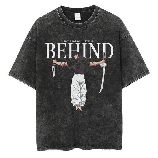 

Parentchild Fashion Anime Summer Oversized Tshirt Jujutsu Kaisen Washed Tee Vintage Breathable Anime Graphic Casual Tops M