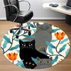 1pc Cat Floral Office Round Area Rug,  Mat Suitable For Office, Under Office Chairs Bedroom Living Room Home Decor, Room Deco