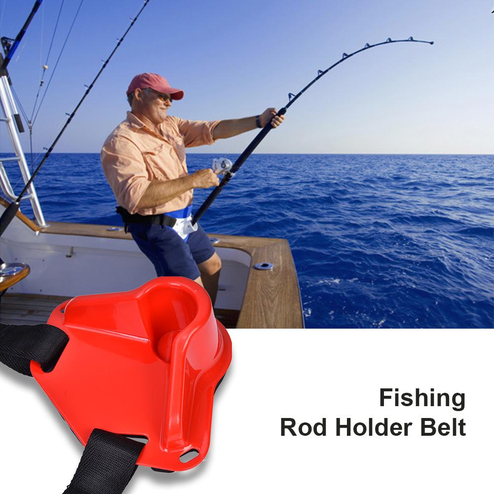 Boat Rock Fishing Rod Pole Holder Adjustable Waist Fighting Belt Tackle Accessories (Red)