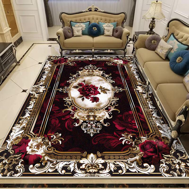 European Style Large Size Luxury Rugs Living Room Flower Design Fluffy Room Decor Bedroom Carpet Easy Cleaning Sofa Table Mat
