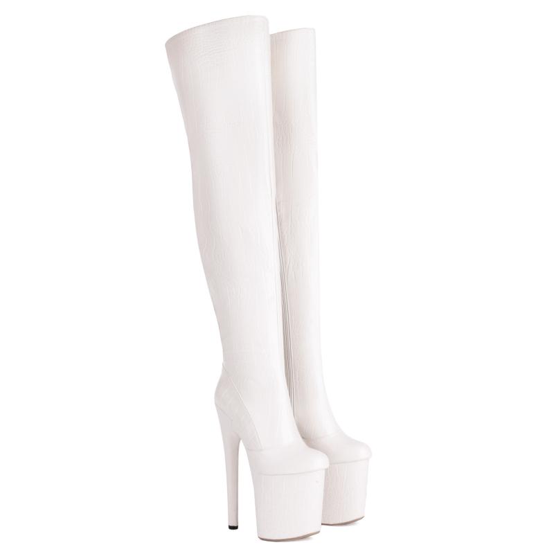 Luxury Over the Knee High Boots Women Platform Sexy 20cm Super High Heels Party Dance Club Shoes Ladies Gold Silver Long Boot
