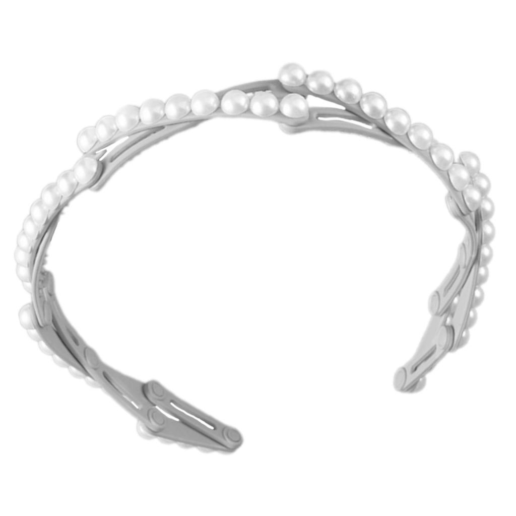 Korean Fashion Portable Hair Hoop For Women Foldable Headband With Anti Slip Designs And Faux Pearls Decoration