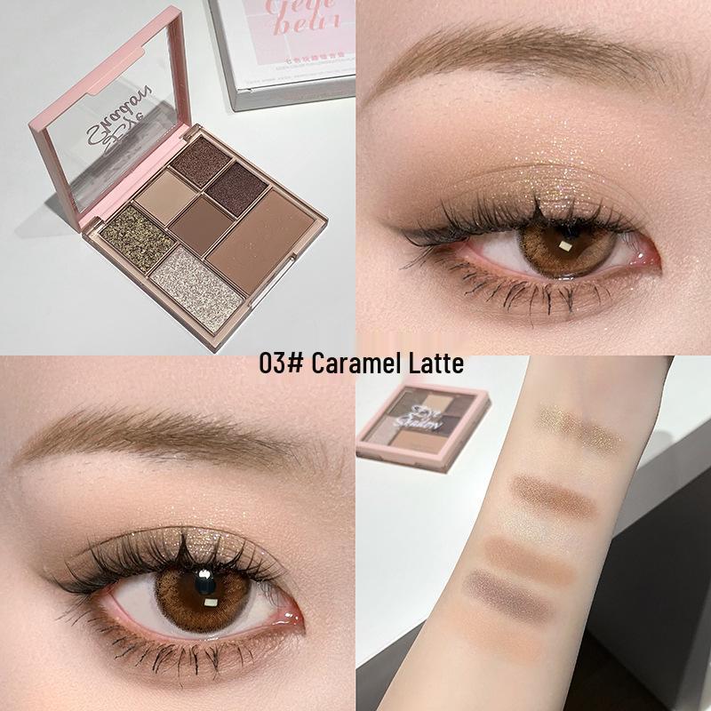 Gege Bear Seven-Color Eyeshadow Palette: Earth Tones, Matte, Shimmer, Glitter, Highlighter, Contour - Cross-Border Beauty Makeup 4 x 1.4g + 2 x 2g + 4g