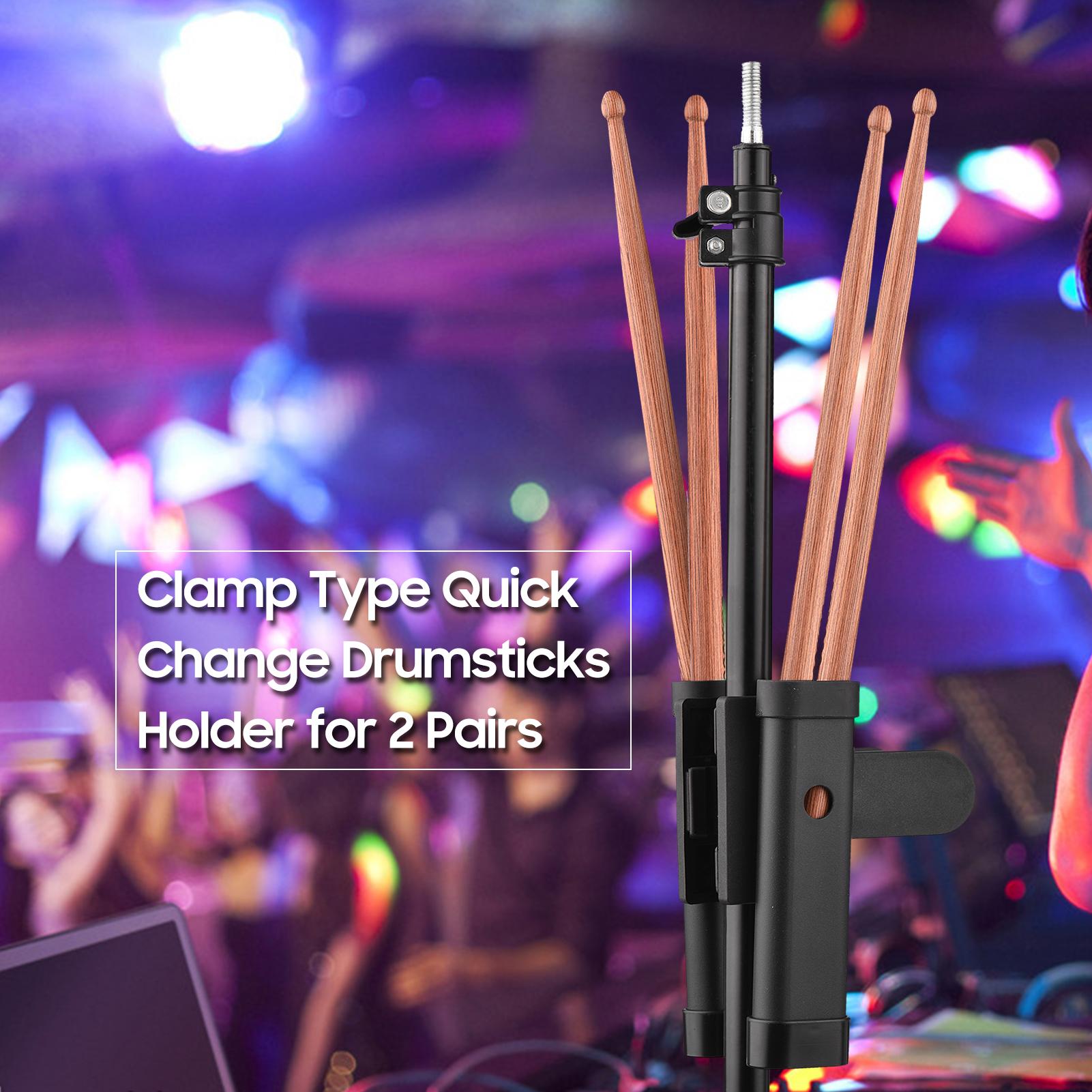 

Drumsticks Holder Brush Holder Drumstick Grabber Stick Holder Strong Spring Clamp Mechanism Anti slip Rubber Pad Angle чёрный