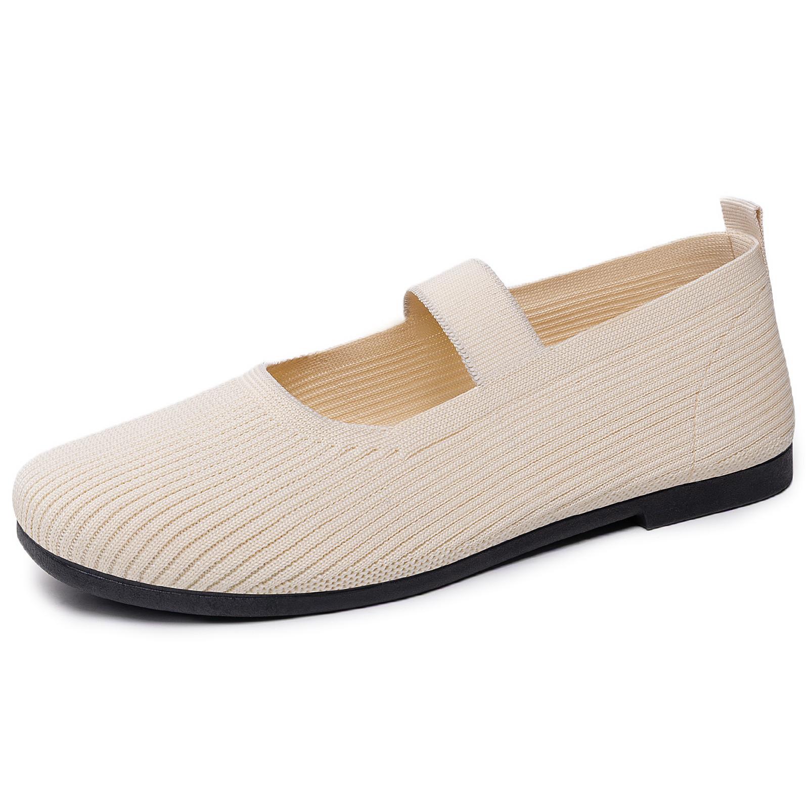

Women s Mary Jane Flats Shoes Round Toe Casual Ballet Flats Comfortable Knit Dress Shoes for Women Lightweight Anti-Slip Work Office Walking Shoes 41