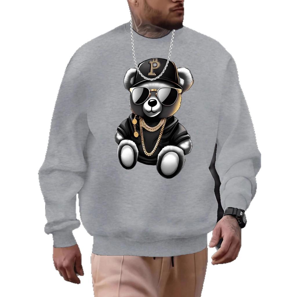 Men's Autumn 2025 Rich Bear Trendy Sunglasses Print Hoodie