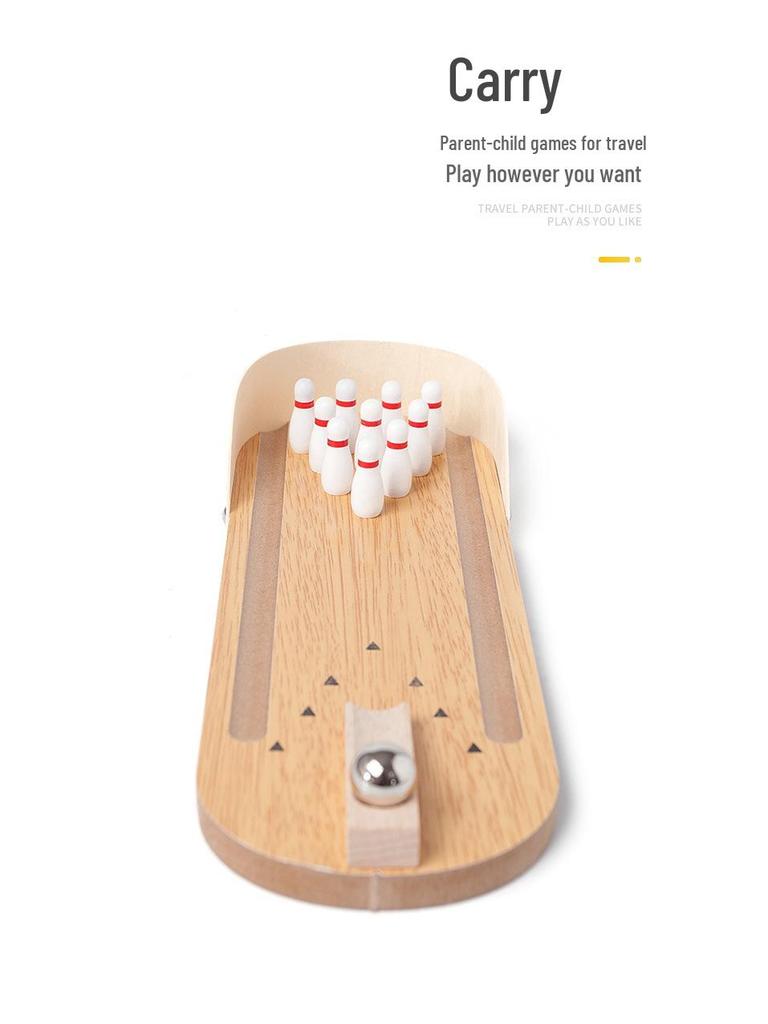 Wooden Mini Bowling Game for Kids: Interactive Tabletop Toy for Infants and Toddlers
