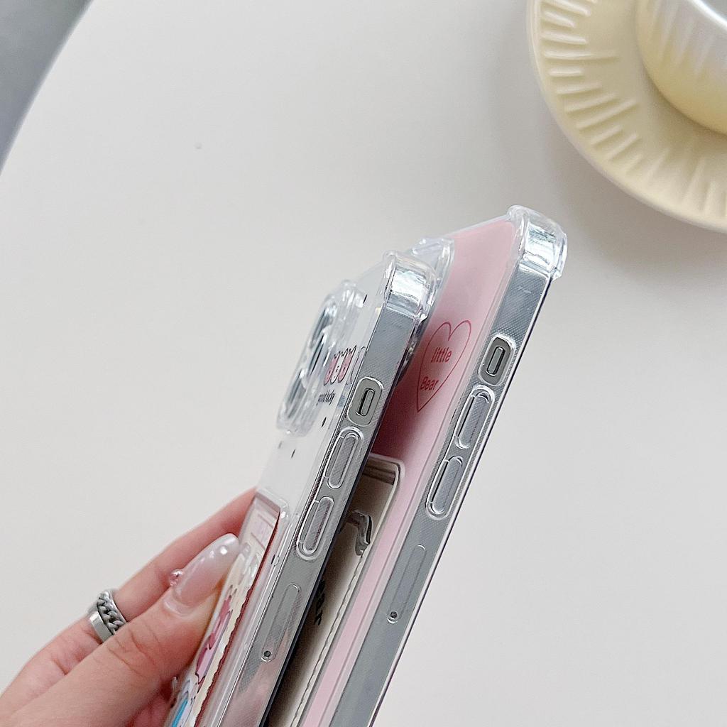Card Slot Holder Silicone Wallet Pocket Case For Xiaomi Redmi Note 13 Pro Samsung A25 A35 Realme 10 Transparent Cover Shockproof Clear Full Protection