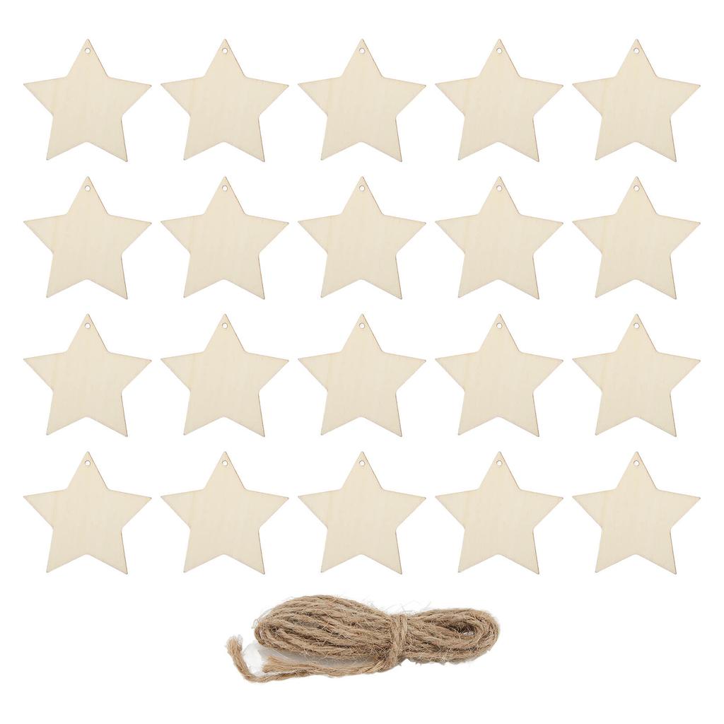 20Pcs Wooden Star Ornaments Smooth Touch Non Toxic Durable Antiallergic Star Wood Chip