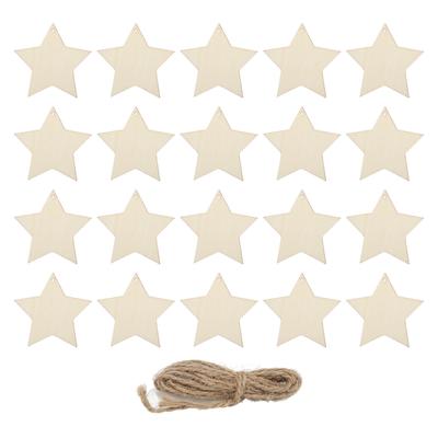 20 vnt. mediniai žvaigždės papuošalai, lygūs liesti, netoksiški, ilgaamžiai, antialergiški, žvaigždžių medžio drožlės