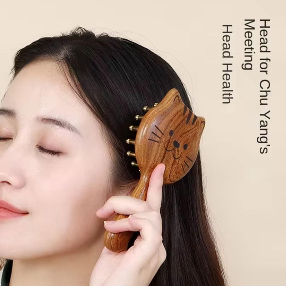 Sandalwood Scalp Massage Comb 28 Coarse Toothed Head Gua Sha Brush Hair Body Massage Guasha Scraping Comb Scalp Meridian Combs