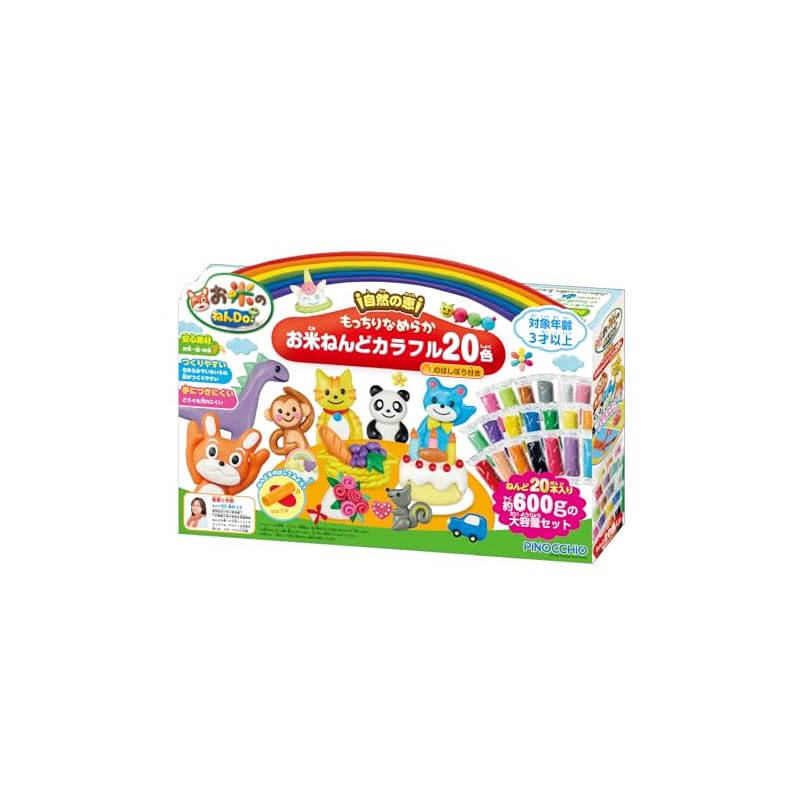AGATSUMA Rice Clay Do! Chewy and smooth rice clay with 20 colorful colors and a rolling stick.