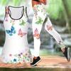 Spring Butterfly Print Yoga Outfit for Women Fashion Workout Leggings Fitness Sports Casual Yoga Set Sports Suit