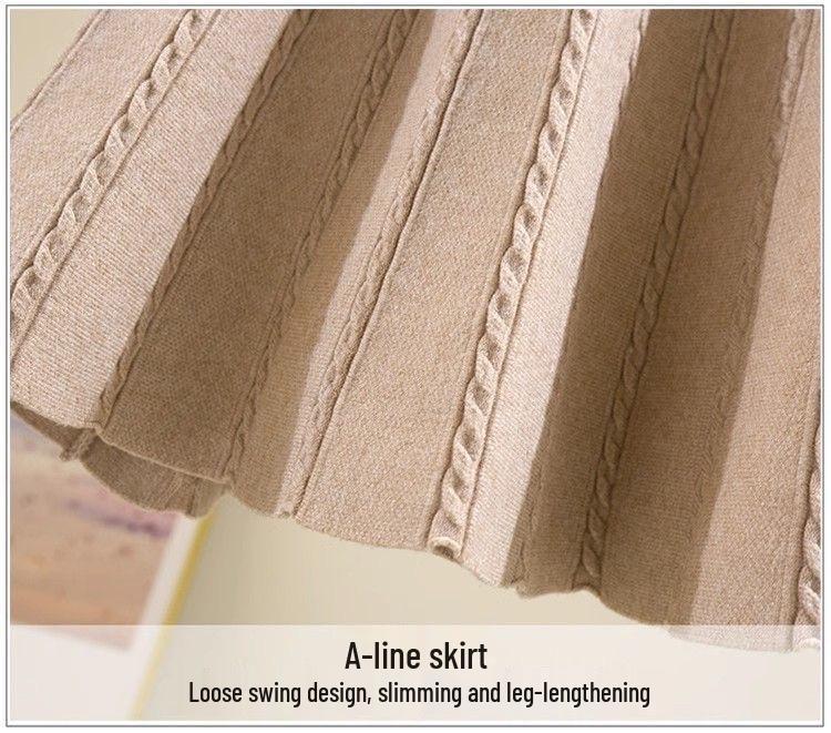 Korean Style A-Line High Waist Mini Skirt for Women - Slimming, Plus Size, Hip-Covering, Draping Effect, Big Swing Knitted Umbrella Skirt