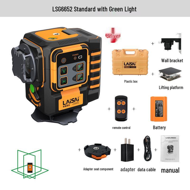 

Precision Laise 12-Line Infrared Laser Level with Strong Blue-Green & Red Light for Wall/Floor