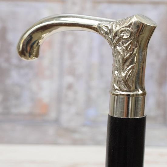 93.98 Cm Walking Stick Dark and Silver Elegant and Solid Cane Gift for Grandfather, Father Gift Idea