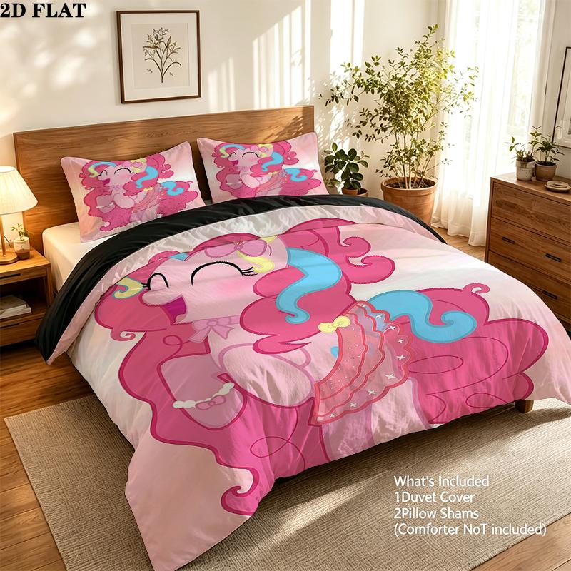 Pinkie Pie Pattern Bedding Home Decoration Birthday Gift ( 1 duvet cover + 2 pillowcase, without core),fan merchandise.