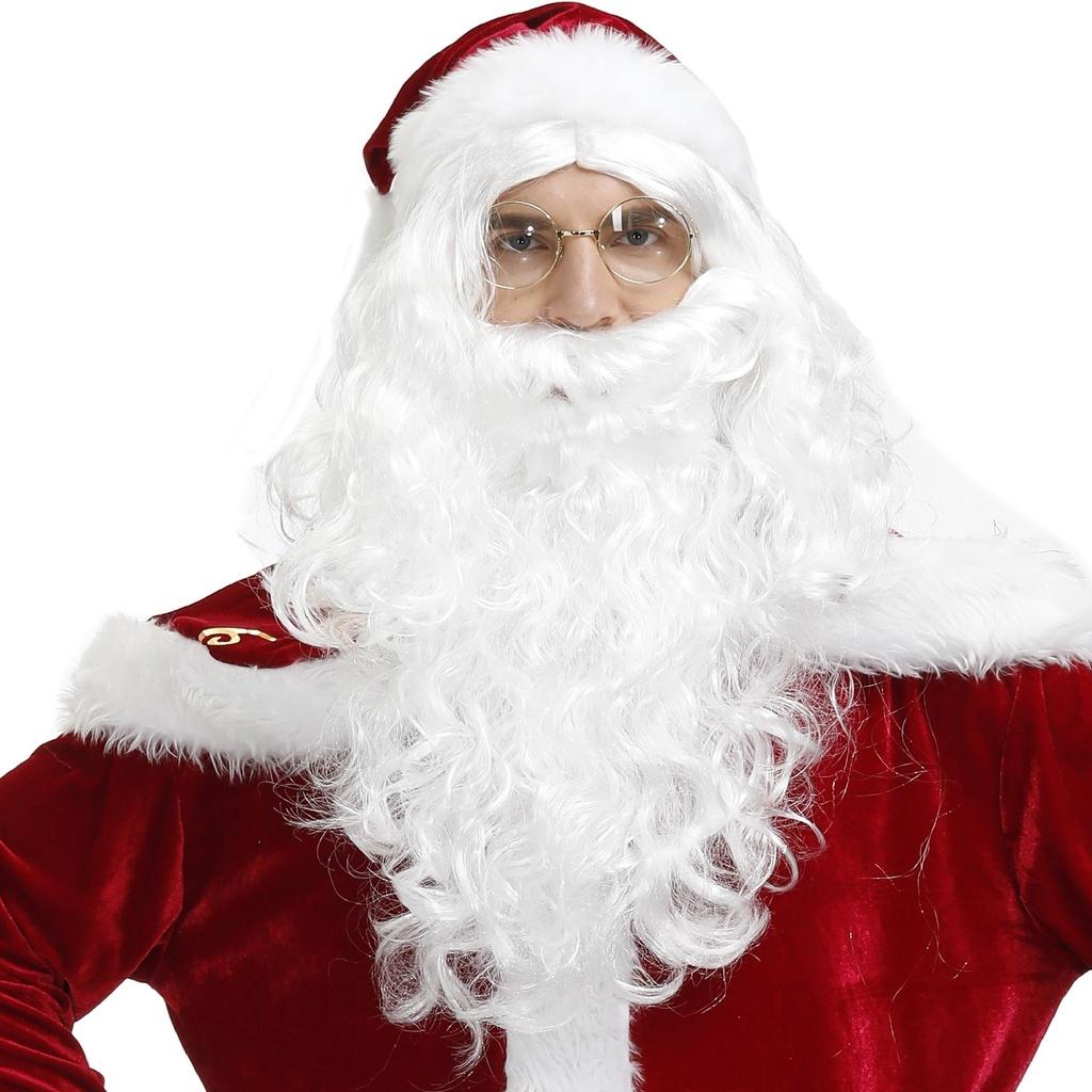 Christmas Claus Santa Beard Wig Adult Cosplay Costume Accessory Party Hair Curly