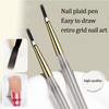 French Plaid Nail Art Brush Tartan & Line Stripe Grid Pattern Drawing Pen for DIY UV Gel Extension Painting Supplies Nail Brush