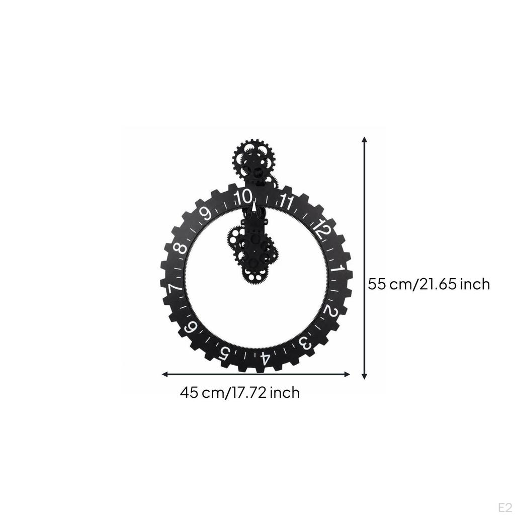 Gear Wall Clock Oversized Industrial Metal for Living Room, Loft