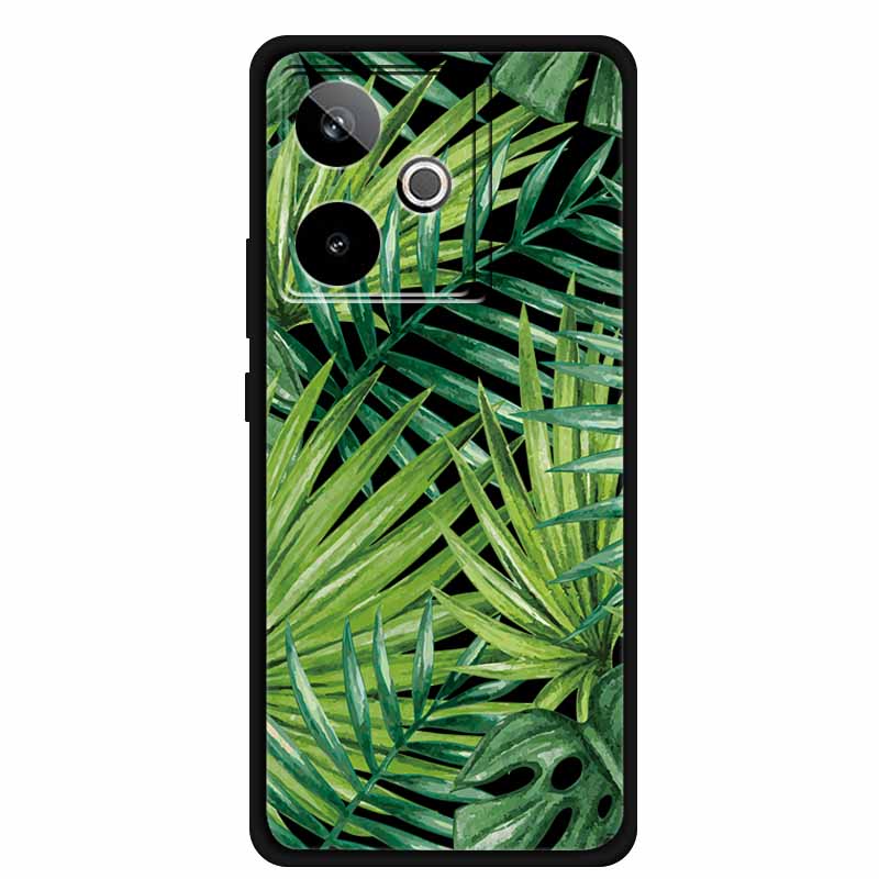 For Realme GT7 GT 7T Case Cute Floral Retro Black Silicone Soft Case Back Cover for Realme GT 7 TPU Funda For Realme GT 7T Coque