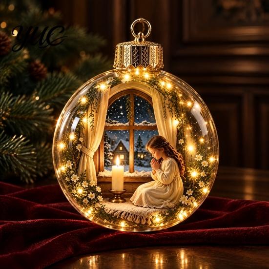 Illuminated Faith Based Decor Christian Scripture Keepsake, Light Up Religious Hanging Ornament with Bible Spiritual Encouragement Home Verse,