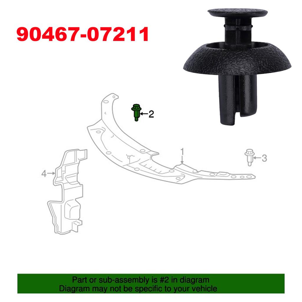Front Grille Slam Panel Clip Engine Bay Shield Retainer Fastener 9046707211 For Toyota 4Runner Camry Land Cruiser Prius Lexus