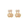 Retro Hong Kong Double Heart Tassel Zircon Stud Earrings Women’s 2024 Niche Design Elegant Ear Jewelry