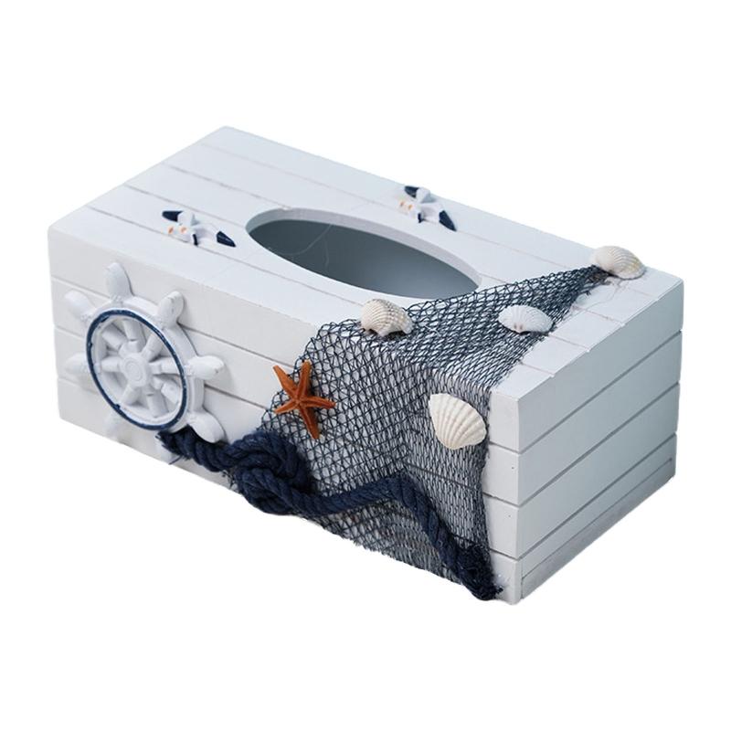 Stolní držák na kapesníky Krabička na kapesníky Středomořský styl Kryt na krabičku na kapesníky Dřevěná obdélníková krabička na kapesníky do dětského pokoje