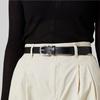 Women Black Slim Matte Buckle Cowhide Belt Dbbe4f741bk