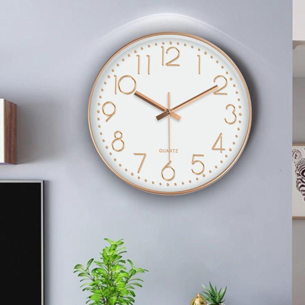 Non-Ticking Nordic Wall Clock Round Wall Hanging Clock Electronic Color Clock  Living Bedroom