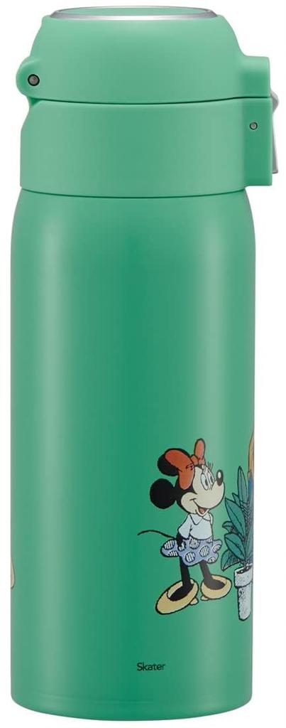 Skater Straw Mug Insulated Stainless Steel Water Disney Mickey Mouse Green Bottle, 350ml, Bottle, World, One-Touch Open, STOT3ST-A