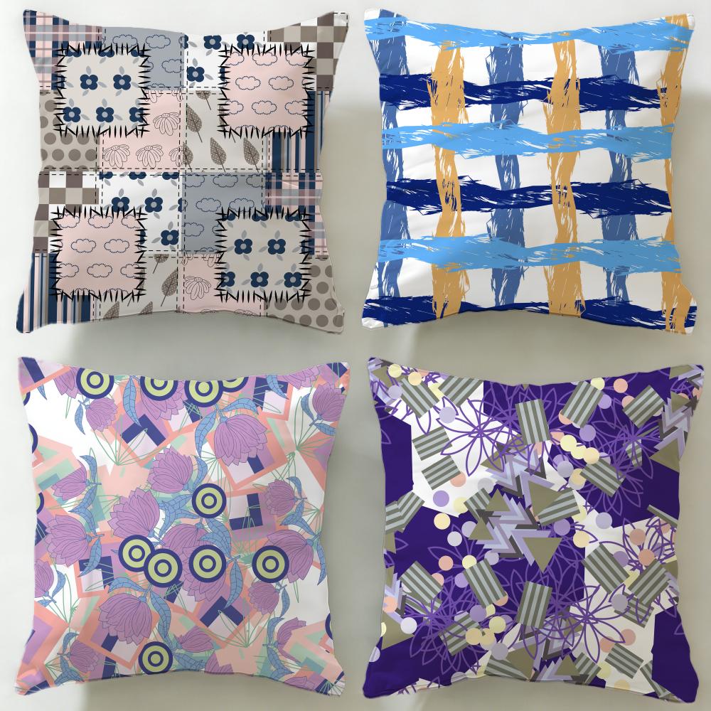Art Theme Colorful Patchwork Pattern Cushion Cover Soft EasyWash Pillow Case Versatile for Couch Bed Travel and Office