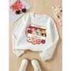 Kids Sweatshirt,Crew Neck Fashion Top, Fun "Cute Kitten Donuts Box" Patterned Sweatshirt, for Everyday Casual Wear, for All Kinds of Daily Outfits