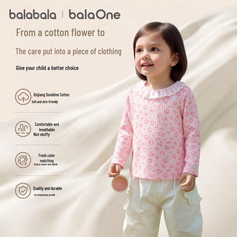 Balabala Girls' Floral Long-Sleeve Cotton T-Shirt