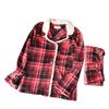 Export Women's Soft Gingham Flannel Long Sleeves Pants Pajamas Home Wear Suit Spring & Fall Thin and a Little Large