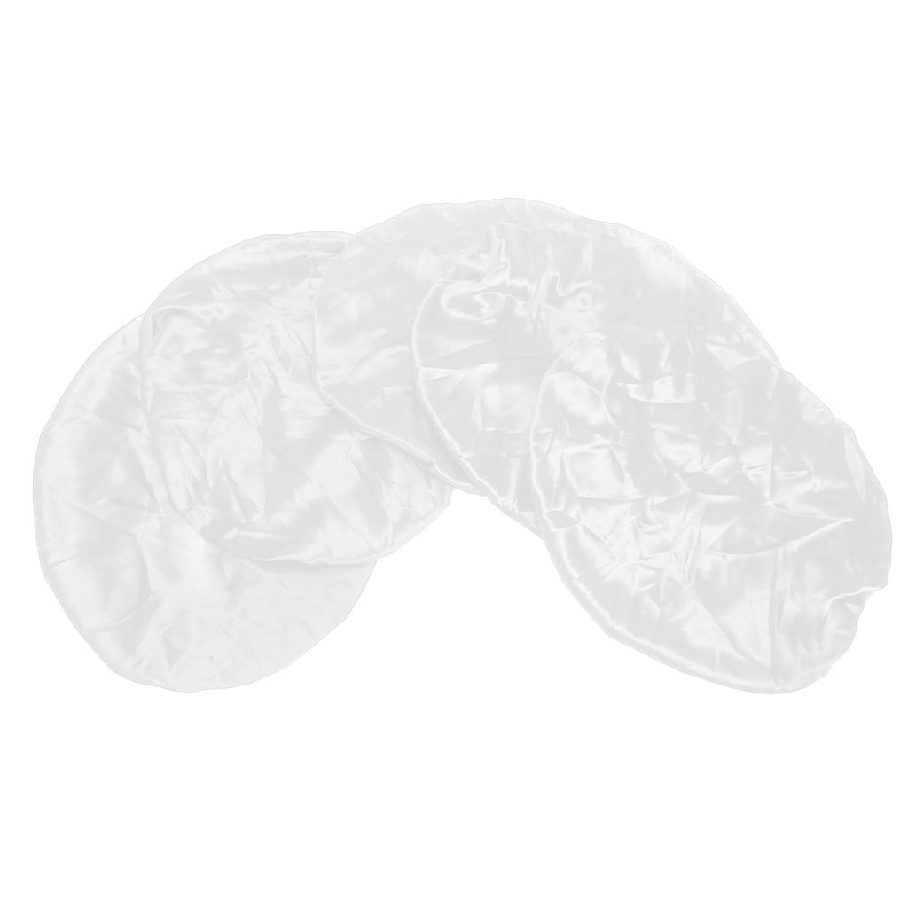 5pcs Shower Caps Waterproof Bath Hats Professional Salon Protection Hair Bath CapsWhite