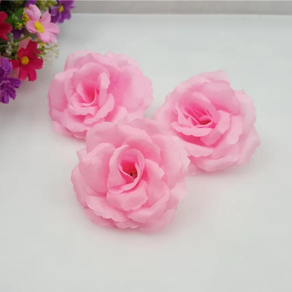Can Mix Color 10PCS/Lot 8CM Yellow Artificial Rose Silk Flower Heads DIY Wedding Home Decoration Festive Party Supplies 17colors