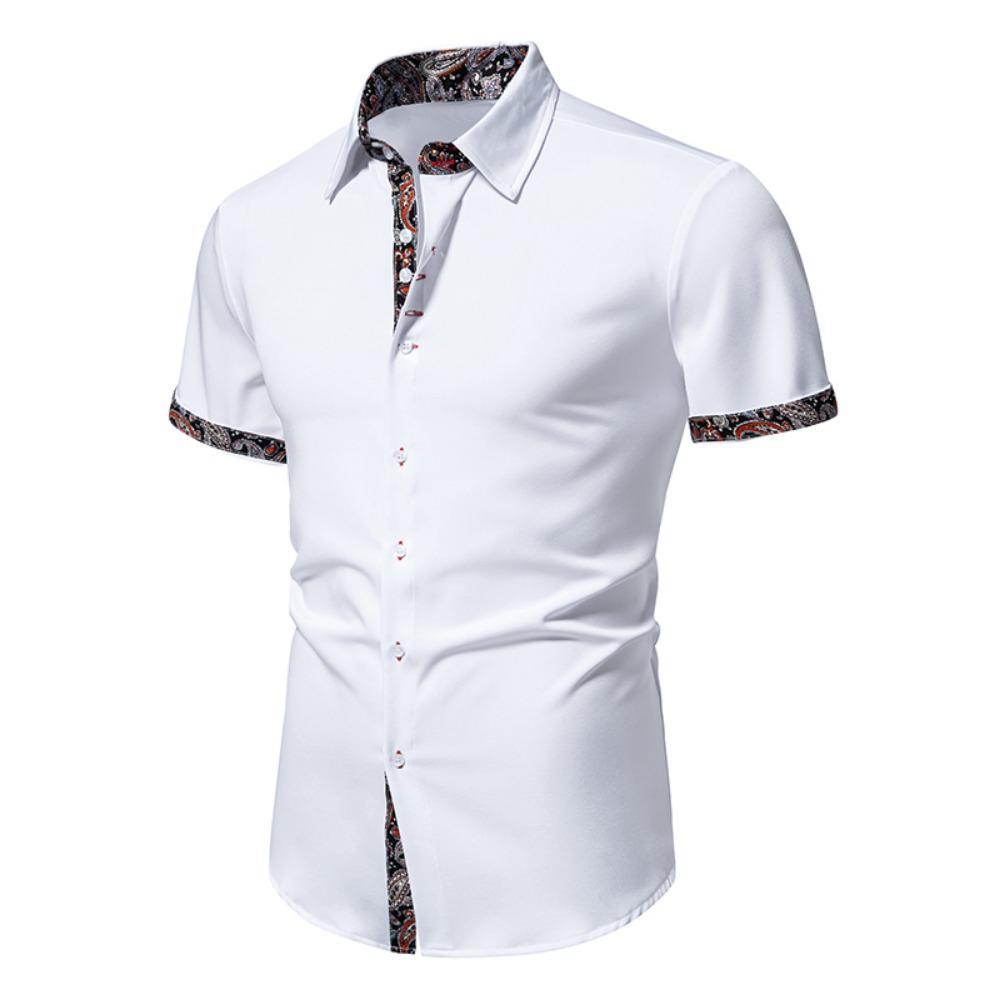Pánská ležérní košile s krátkým rukávem Formální kostkovaná límcová košile Tide na knoflíky pro muže Polokošile Pánská slim fit trička