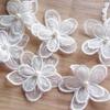 10Pcs White Double-Layer Organza Tulle Embroidery Lace Patch DIY Clothing Bead Decoration Decal Accessories 6*6cm
