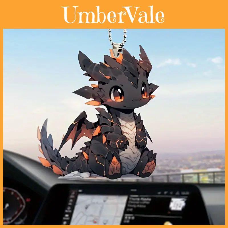 Acrylic Black Dragon Cartoon Car Charm Pendant For Stylish Vehicle Decoration