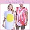Huevos de Comida de Halloween Bacon Disfraz Set Para Adultos Con Poliéster Para Cosplay Y Fiestas
