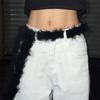 Y2K Punk Fur Belt Fluffy Hiphop Jeans Belt Jeans Pants Decor Soft Plush Belt