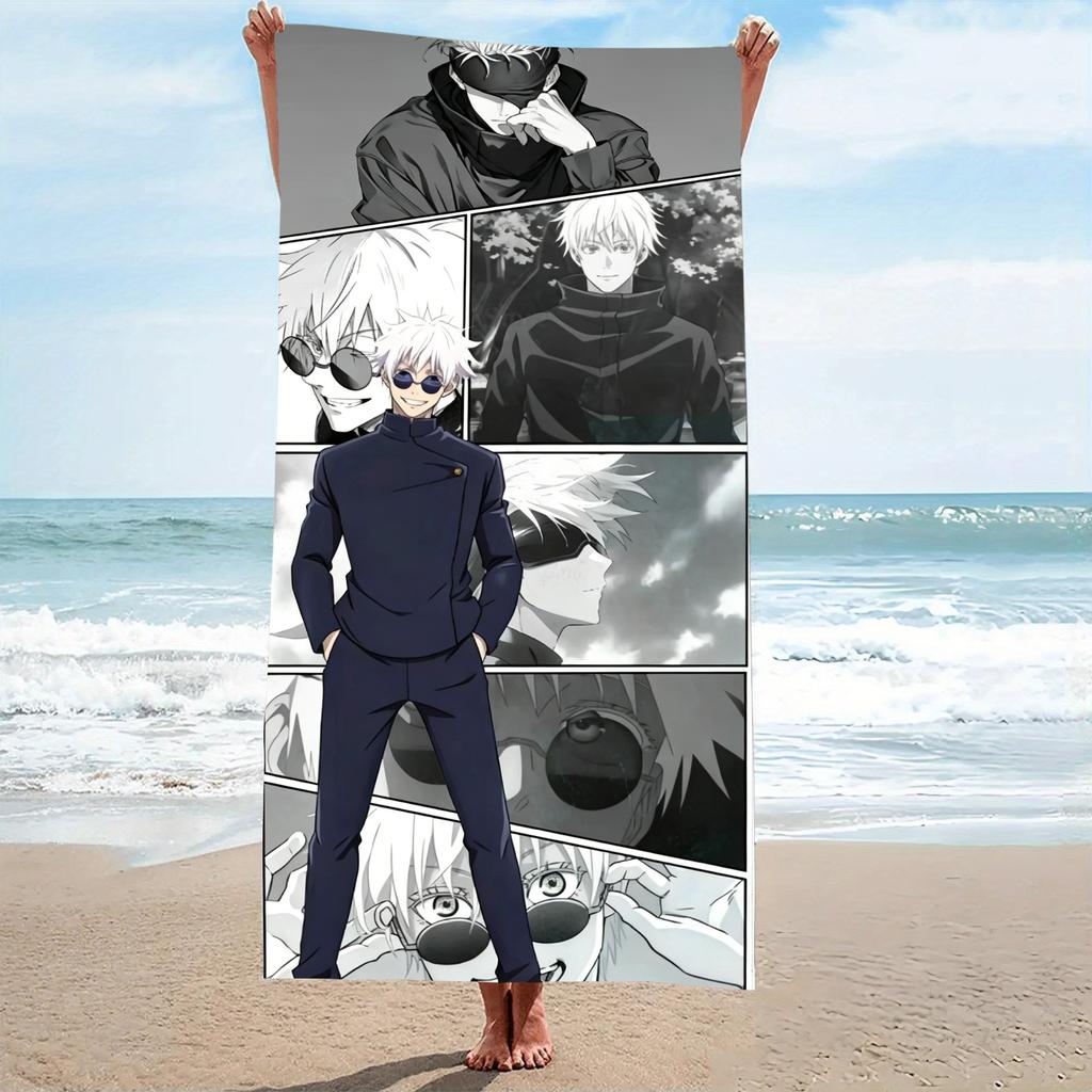 1pc J-Jujutsu Kaisen Gojo Satoru Manga Beach Towel Quick Dry Sand Free Soft Microfiber Bath Towel for Fans Swimming Pool