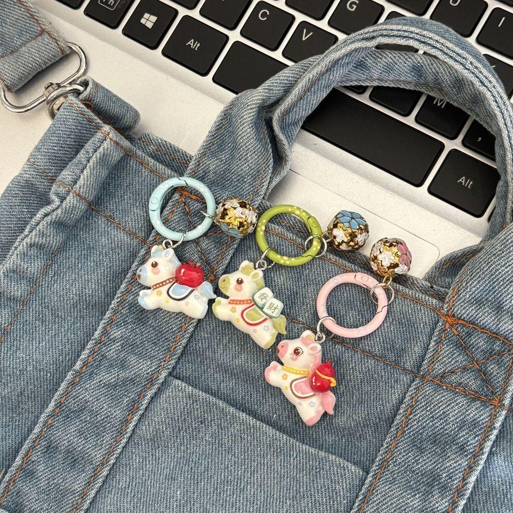 Chinese Style Horse Year Keychain Little God of Wealth New Year Keyring  Pony Pendant Gift