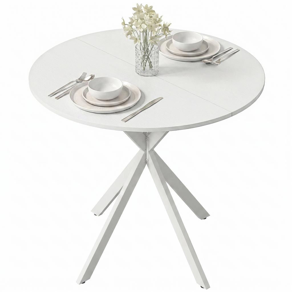 80cm Industrial Round Dining Table - White