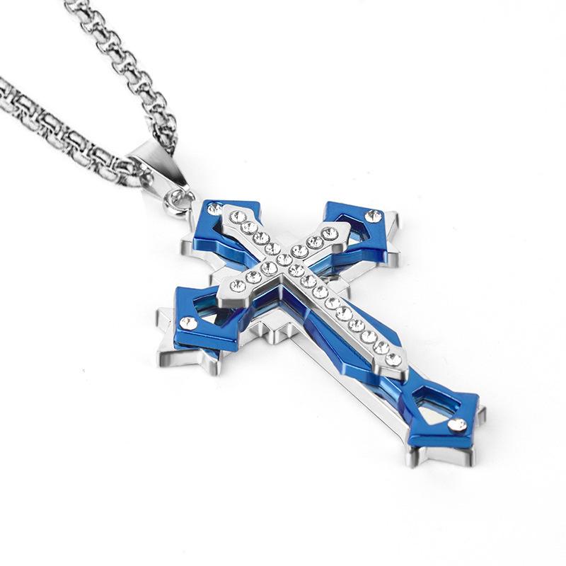 Men's Hot-Selling Three-Layer Cross Pendant Necklace Jewelry