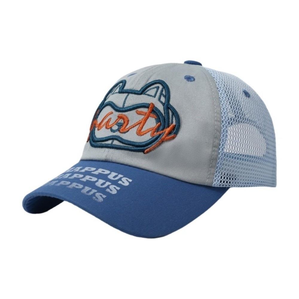 Korean Version Breathable Mesh Baseball Cap Letter Embroidery Retro Style Duckbill Cap Versatile Design Mesh Cap Unisex Wear синий